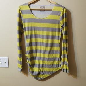 Oakley, S, Yellow, Grey, Striped Sweater
